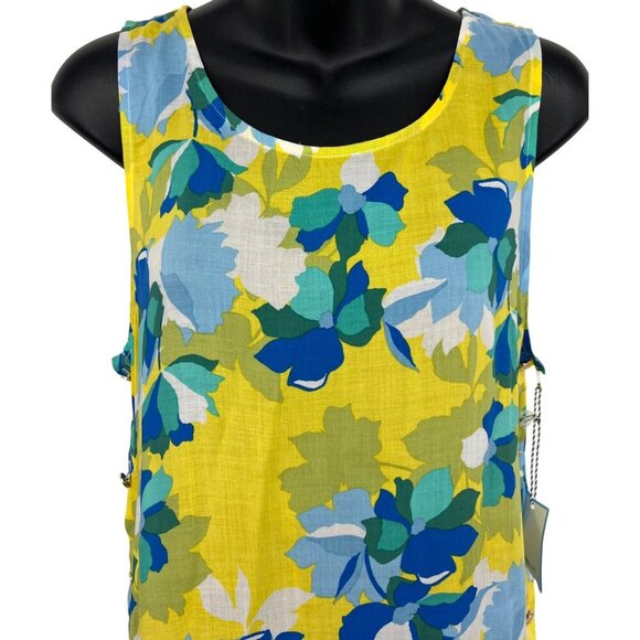 Draper James RSVP Womens Button Side Tank Top Size Small S Yellow Floral EUC - Picture 2 of 9